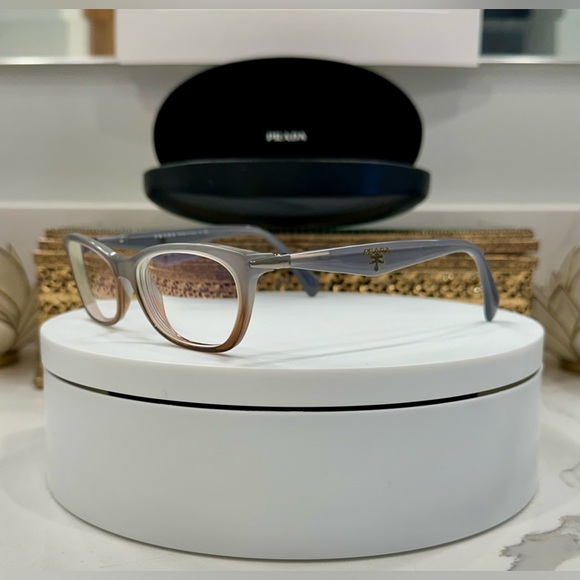 Prada - 2-Tone Blue-Gray/Ambery Brown - Rx Eyeglass Frames - w/ PRADA Hard-Case - Picture 9 of 15